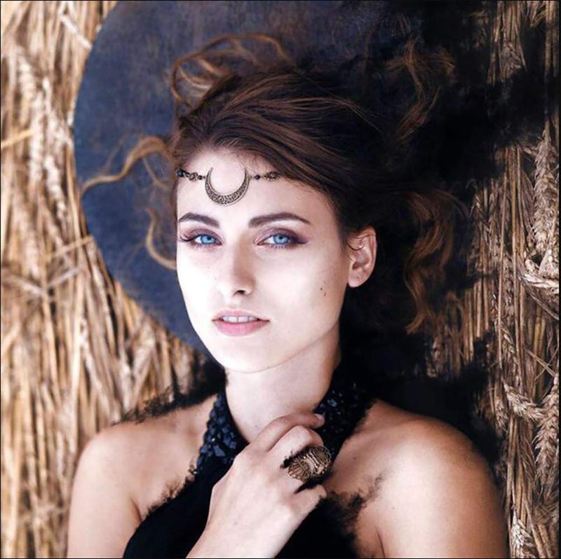 Chargances Women Halloween Head Chain Halloween Crescent Moon Drop Head Chain Headband Retro Moon Headpiece for Festival Prom Party Fashion Hair Accessories for Women - Image 4